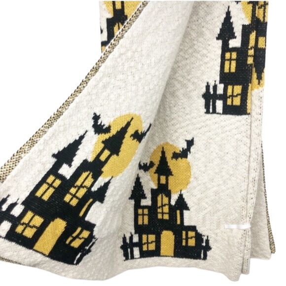 Cynthia Rowley Blanket Halloween Haunted Houses Glitter 50" x 60" Vampire Bats - Picture 4 of 6